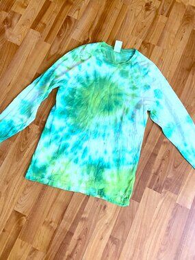 Custom Tie Dye Long Sleeve T-Shirt 'Cenote' Adult Small